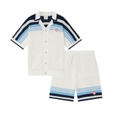 Streetwear Outfit Set – Streetwear Outfit Set – Casa Stripes Short Set front view