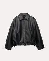 Streetwear Jacket – Streetwear Jacket – Belted Leather Jacket front view