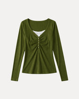 Ruched Henley Top