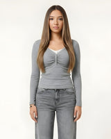 Ruched Henley Top
