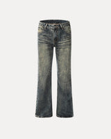 Baggy Streetwear Jeans – Baggy Denim Jeans – Rustic Wash Jeans front view
