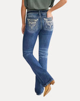 Baggy Denim Jeans – Embroidered Flare Jeans