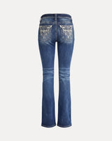 Baggy Streetwear Jeans – Baggy Denim Jeans – Embroidered Flare Jeans front view