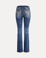 Baggy Streetwear Jeans – Baggy Denim Jeans – Embroidered Flare Jeans front view