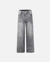 Baggy Streetwear Jeans – Baggy Denim Jeans – Grayflow Wide Leg Jeans front view