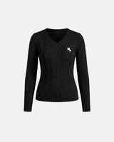 Cable Knit V-Neck Sweater
