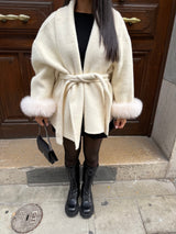 Streetwear Jacket – WOOL COAT WITH FUR front view