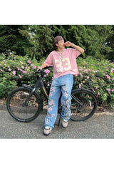Baggy Denim Jeans – 'Blossom' Embroidered Jeans