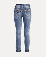 Baggy Streetwear Jeans – Midnight Bloom Jeans front view