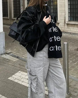 Leather Look Viral Bomber Jacket