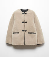 Streetwear Jacket – Faux fur coat with applications front view