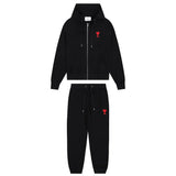 Streetwear Outfit Set – Streetwear Outfit Set – Ami Black Tracksuit front view