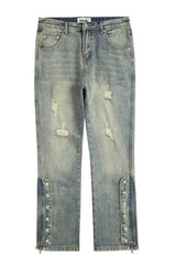 Baggy Streetwear Jeans – Prato Button Denim front view