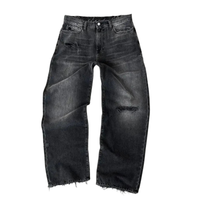 Jeans neri dal taglio ampio effetto slavato