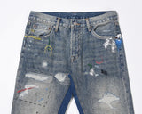 Washed Paint Splatter Flared Jeans