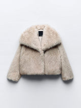 Streetwear Jacket – Faux Fur Cropped Jacket front view