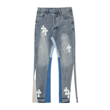 Baggy Streetwear Jeans – Baggy Denim Jeans – Cross Patch - Flared Jeans front view