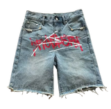 Crossed Chaos Denim Shorts