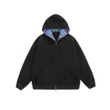 Oversized Streetwear Hoodie – Oversized Streetwear Hoodie – CHEQUERED LINE – ZIP HOODIE front view