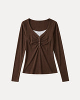 Ruched Henley Top