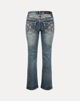 Baggy Streetwear Jeans – Embroidered Bootcut Jeans front view