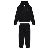 Streetwear Outfit Set – Streetwear Outfit Set – Ami Black Tracksuit front view
