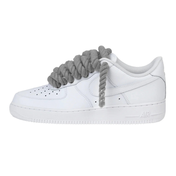 Nike Air Force 1 Low con lacci a corda grigio chiaro personalizzate
