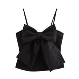 Streetwear Essential – STRAPPY BOW CROP TOP front view