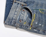 Washed Paint Splatter Flared Jeans