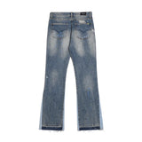 Washed Paint Splatter Flared Jeans