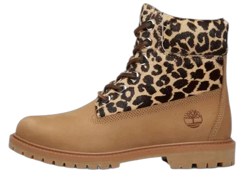 Timberland 6" Premium Boot Leopard Print Beige Nubuck