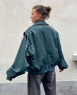 Leather Look Viral Bomber Jacket