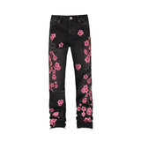 Baggy Streetwear Jeans – ROSES BLACK - JEANS front view